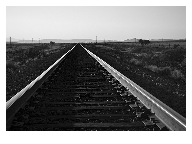 Davis Mountains Railroad Tracks in Greyscale